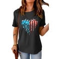 thumbnail image 4 of ABPHQTO Camiseta gráfica de manga corta con estampado de pájaros y estrellas en forma de corazón con bandera negra para mujer, 4 of 5