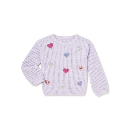 Nik and Leksi Girls Chenille Allover Print Sequin Grapic Pullover Sweater, Sizes 4-18