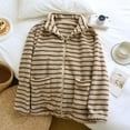 thumbnail image 6 of BXJX Womens Fleece Jackets, Long Sleeve Stripe Stand Collar Zip up Fall Spring Tops Coffee Size L, 6 of 7