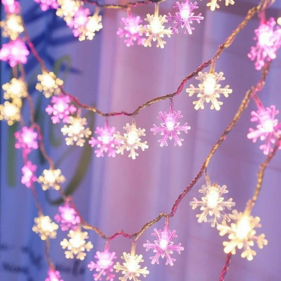 POINTERTECK Christmas Decoration Snowflake String Lights Xmas Garland Holiday Led Light