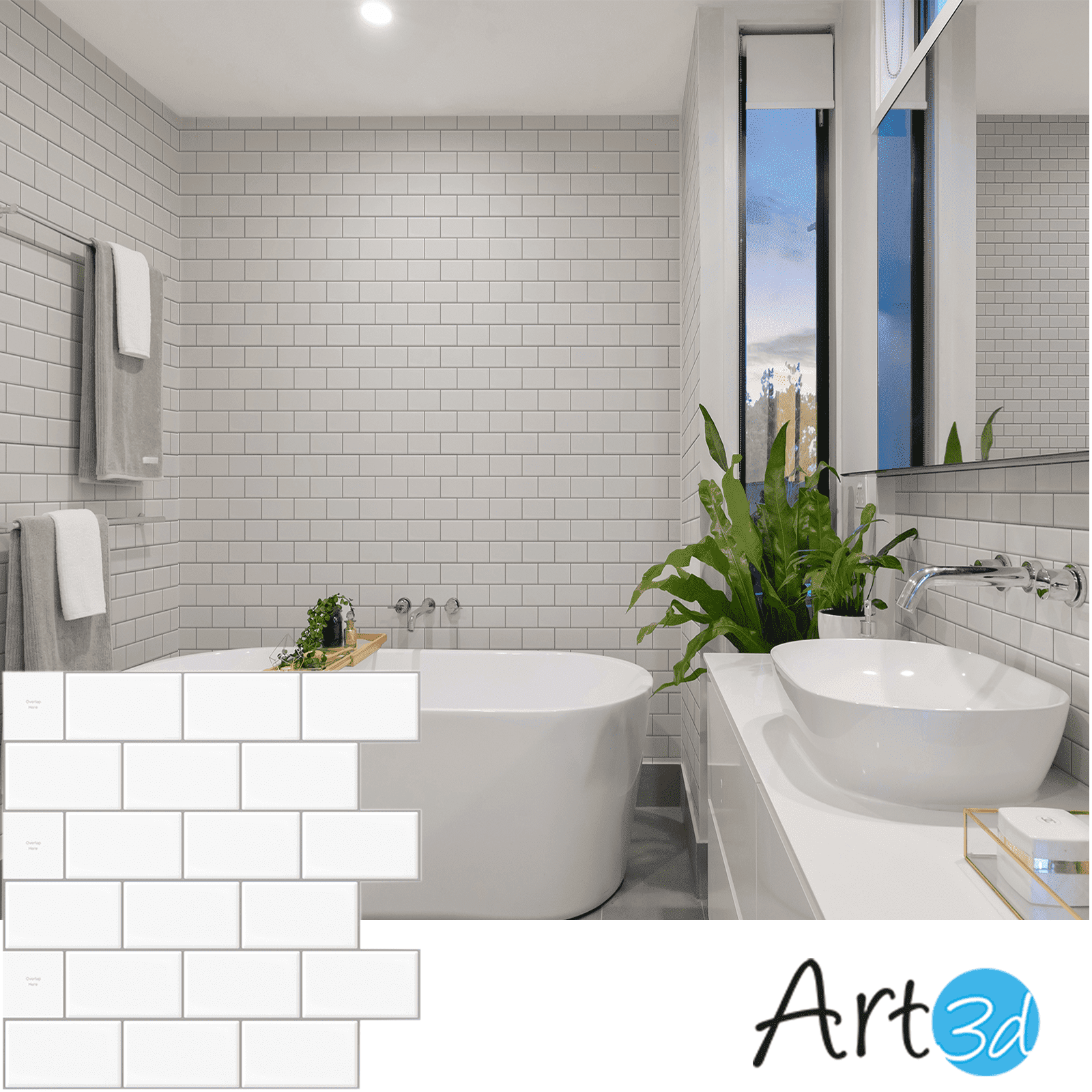 10-Pack Peel and Stick Backsplash Tiles for Kitchen,12"x12" Premium Anti Mold Tile in White