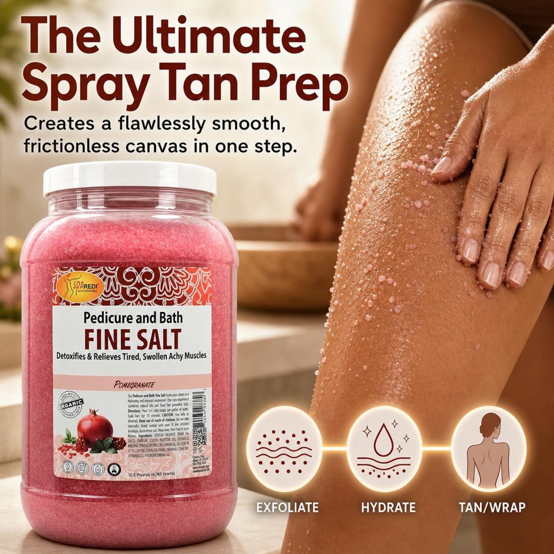 SPA REDI - Detox Foot Soak Pedicure and Bath Fine Salt, Pomegranate, 128 Oz - Made with Dead Sea Salts, Argan Oil, Coconut Oil, and Essential Oil - Hydrates, Softens and Moisturizes