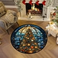 thumbnail image 2 of Uutvery Christmas Decor Kitchen Rugs Holiday Themed Round Area Rug Non Slip Washable Soft Carpet for Living Room Bedroom Entrance Floor Mats Festive Home Decoration 15.75 Inches, 2 of 7