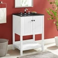 thumbnail image 2 of Sink Vanity Cabinet, Wood, White Black, Modern Contemporary Urban Design, Hotel Bedroom Bathroom Master Suite Guest, 2 of 10