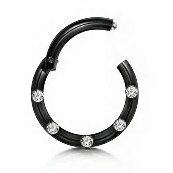 GKNET Fashion Closed Ring Round Nose Ring Stainless Steel Piercing Lip Ring Jewelry-Black-1.2*12mm