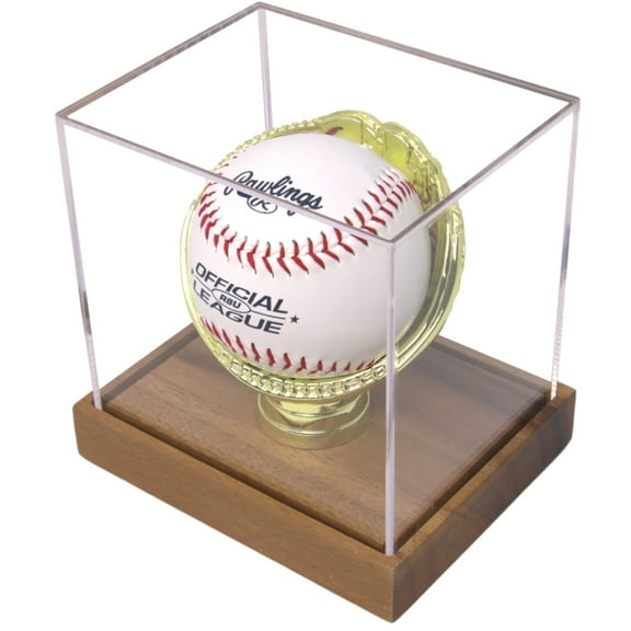 Display Zone Gold Glove Baseball Display Case Holder – Clear Homerun Cube Keepsake Box for Signed, Autograph, and Game Balls