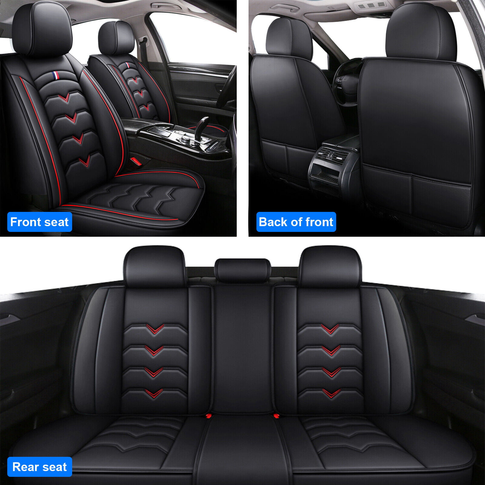 Car Seat Covers for Subaru 5 Seats Full Set, Waterproof Leather Front Rear  Seat Protector for Impreza Legacy Outback Ascent Crosstrek WRX STI,  Black&Pink 