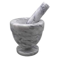 AzureGreen LMP13WH 4 in. Mortar & Pestle Set - White - Marble