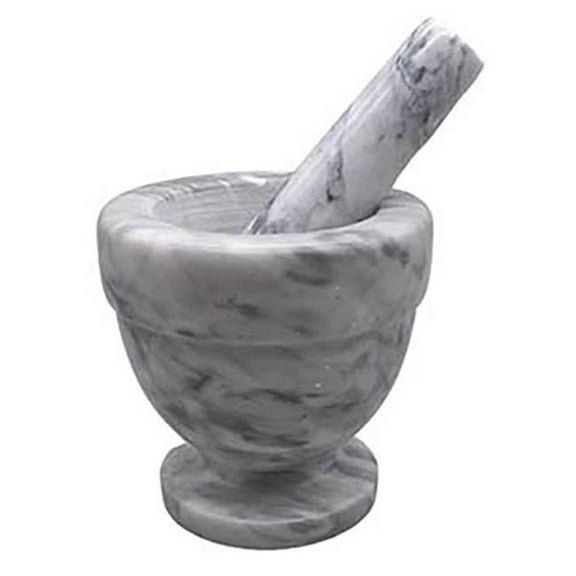 AzureGreen LMP13WH 4 in. Mortar & Pestle Set - White - Marble