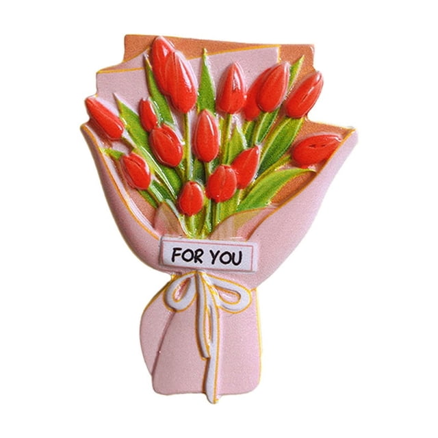 Flower Bouquet Resin Fridge Stickers Three Dimensional Magnetic Stickers Fridge Decoration