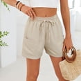thumbnail image 6 of HADST Women's Casual Shorts, Summer Shorts with Drawstring Waist and Rolled Hem, Bottoms with Pockets for Daily Wear, 6 of 8