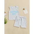 thumbnail image 2 of Bagilaanoe 2pcs Toddler Baby Boy Shorts Set Sleeveless Letter Print Tank Tops + Shorts 6M 12M 18M 24M 3T Kids Casual Summer Clothes, 2 of 7
