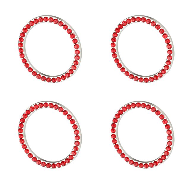 Unique Bargains 4 Pcs Car Engine Start Stop Decoration Ring Rhinestone Push Start Button Knob Trim Knob Bling Ring Red