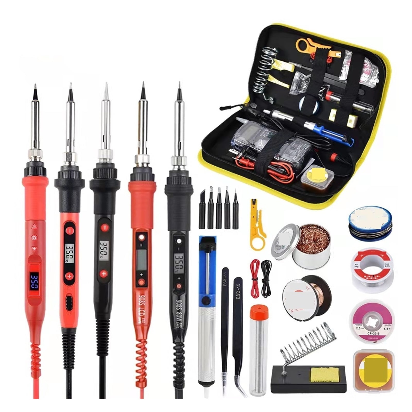 80W Soldering Iron Kit ,Adjustable Temperature LCD, With Multimeter Soldering Tips Desoldering Pump Welding Tools ,Accurate Temperature Control