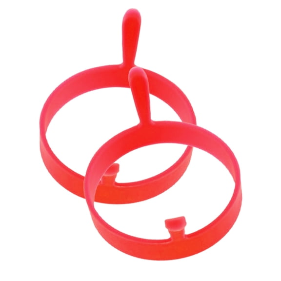 Clearance Under $0.94! 2 Pcs Silicone Egg Ring Molds, Non-Stick Round Cooker for Fried Eggs & Pancakes - Heat Resistant Kitchen Tool (Red, One Size)
