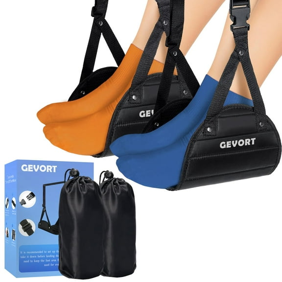 GEVORT Airplane Foot Hammock Travel Footrest Adjustable Portable Black
