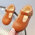 thumbnail image 6 of Domzle Wide Toe Box Toddler Mary Jane Dress Shoes Girl , Soft Upper, Hook & Loop T-strap, Non-slip Outsole Brown, 6 of 7