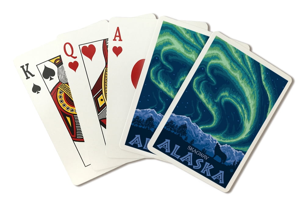 Northern Lights, Skagway, Alaska, Lantern Press, Premium Playing Cards