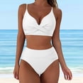 thumbnail image 2 of TOWED22 Women's High Waisted Bikini Sets Two Piece Swimsuit Tummy Control Bathing Suit V Neck Swimwear Swim Suit（White,M）, 2 of 7