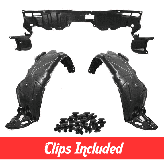 Front Fender Liner & Undercover Set w/ Clips For 2006-2011 Honda Civic Coupe