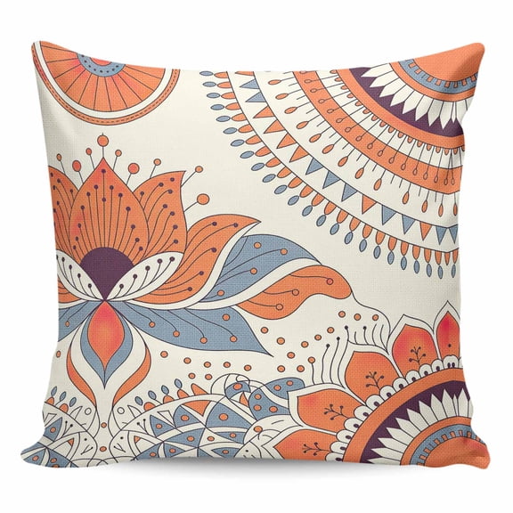 Throw Pillow Covers 26x26 Inch, Red Blue Boho Decorative Pillow Cases for Couch Sofa Bed, Ethnic Geometric Art Modern Cotton Linen Square Home Decor Pillowcases with Hidden Zipper