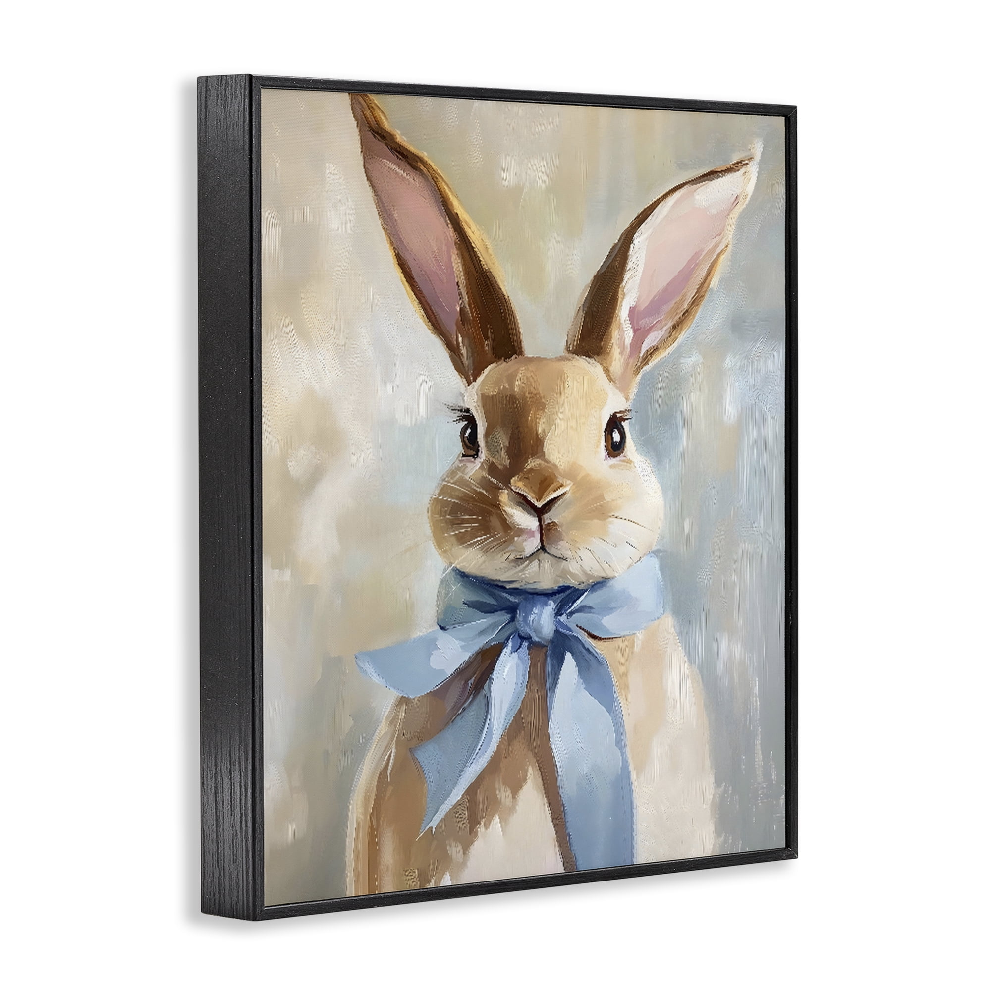 Stupell Industries Bunny with Blue Bow Black Framed Giclee Art, design by The Prints Vibe