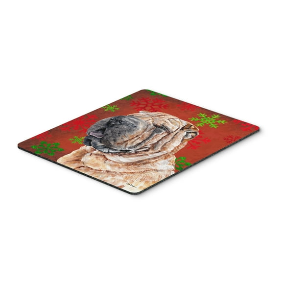 "Shar Pei Red Snowflakes Holiday Mouse Pad Hot Pad or Trivet"
