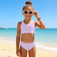 thumbnail image 3 of CAICJ98 Girls Swimsuits 2 Piece Bathing Suit Bikini Set Beach Sporty Color Block Girls' Swimwear (11-12 Years,Purple), 3 of 3