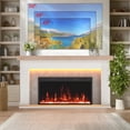 thumbnail image 4 of ‌Kincubow 62 inch White Grey Electric Fireplace Mantel Set with 36 inch Insert Heater, 3D Log Flame Effect, Remote and Timer Control, 4 of 10