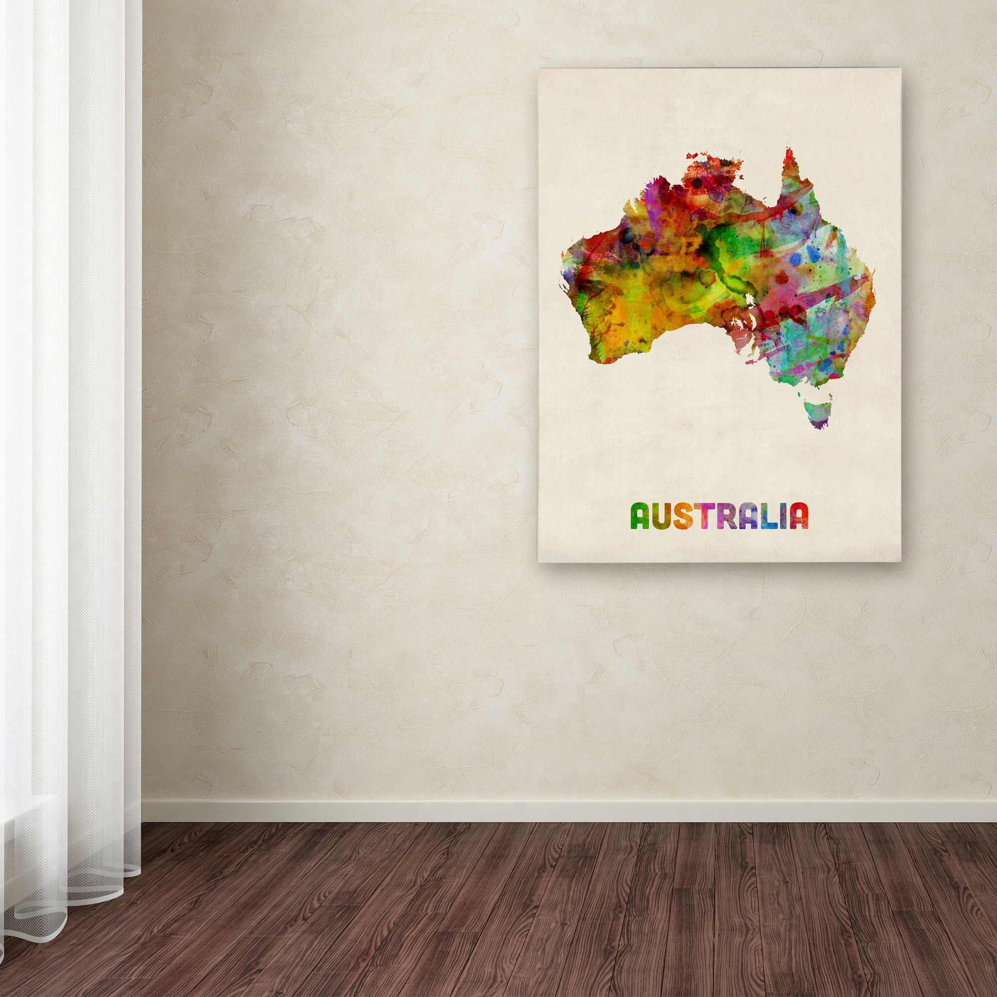 Trademark Fine Art "Australia Watercolor Map" Canvas Art by Michael Tompsett