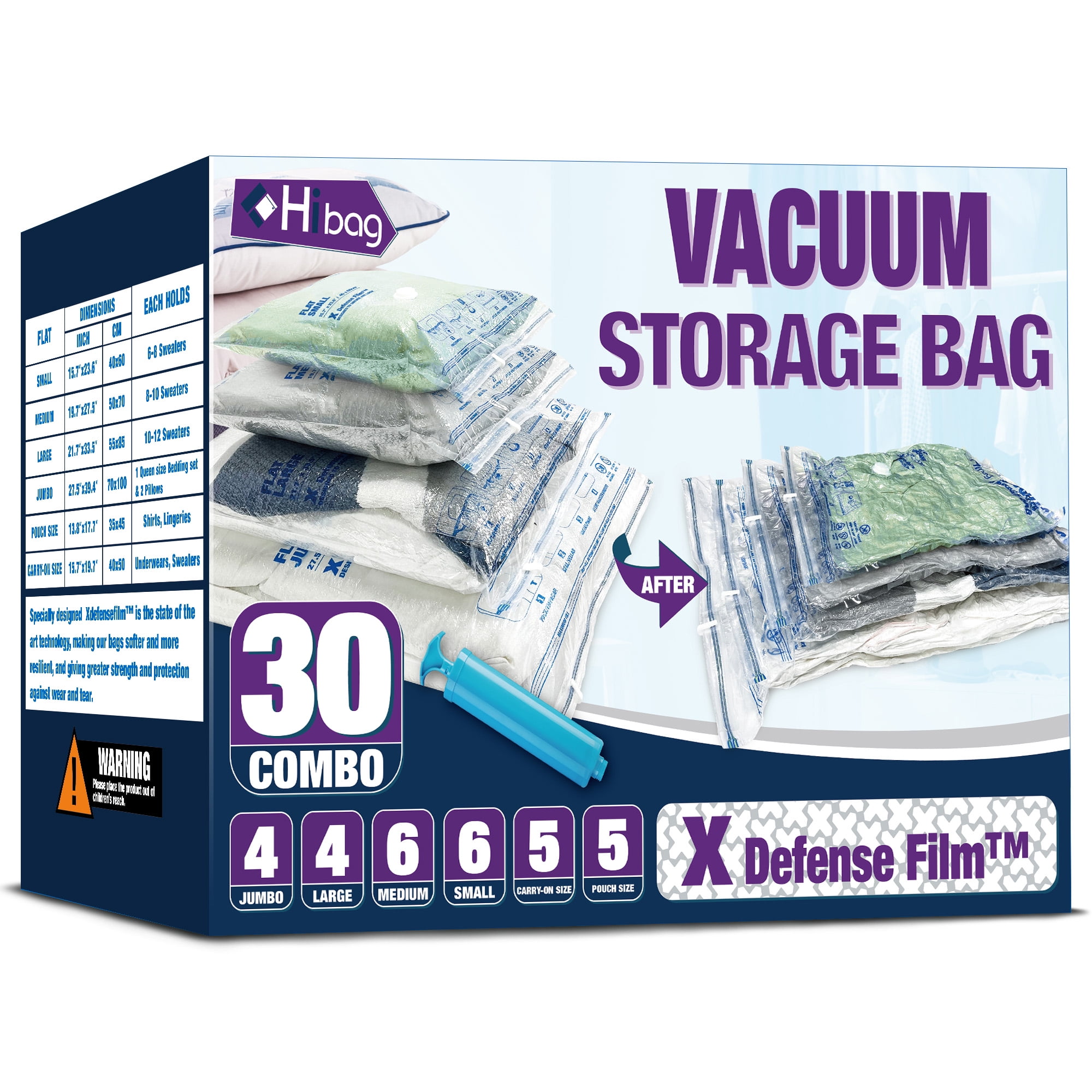 Hibag Vacuum Storage Bags, Space Saver Vacuum Seal Storage Bags 30Pack