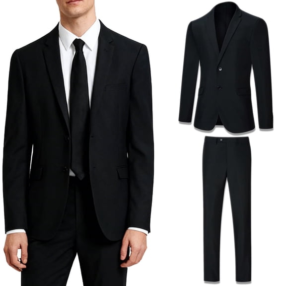 Men's Suit Slim Fit 2 Piece Suits for Men, Two Button Blazer Jacket Pants Set with Tie for Wedding Business Dinner