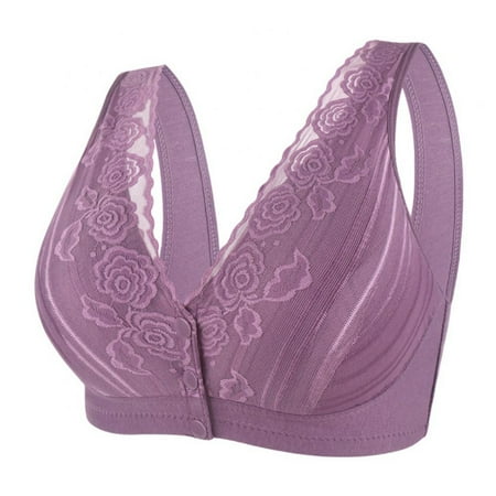 

Pretty Comy Plus Size Front Closure Lace Bra Perfect Wireless Cotton Sleep Bras for Women
