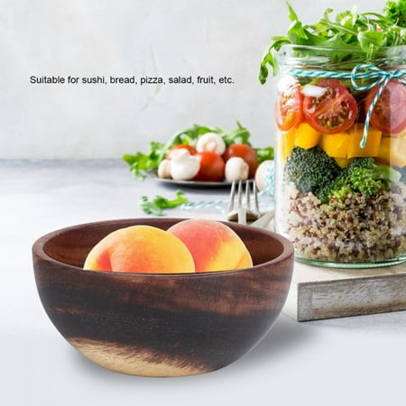

OTVIAP Wood Bowl Wood Tableware 16x7cm Wood Bowl Food Salad Container Fruit Noodles Rice Dining Bowl Kitchen Utensils Tableware