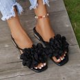 thumbnail image 7 of Women's Floral Block Heels Square Toe Elegant Dressy Slide Sandals Wedding Party Date Night Heel Sandals Black 8.5(41), 7 of 7