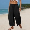 thumbnail image 6 of Women Palazzo Boho Pants Casual Loose Elastic Waist Harem Pant Summer Beach Travel Baggy Slacks, 6 of 6