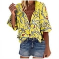 thumbnail image 1 of Pompotops Chemisier Mode Femme Col en V Imprimé Floral Manches Longues Ample, 1 of 1