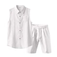 thumbnail image 6 of FRSASU Men's Cotton Linen Sets 2 Piece Outfits Button Down Tank Tops Summer Beach Casual Short Sleeve Hippie Shirts Matching Shorts Set White, 6 of 9