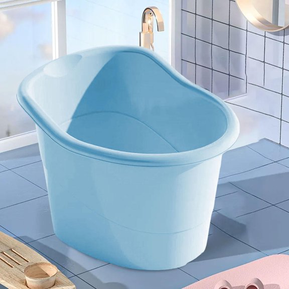 Cubo de baño para bebé, bañera para niños, portátil, cómoda, vertical, para sentarse y remojarse, cubo para baby shower para niños, regalos para bebés Azul