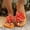 Orange, variant on 3D Floral Sandals for Women Flatform Thongs Flip Flops Summer Boho Sandals with Big Flower Decoration Lightweight Casual Flip Flops for Beach Vacation Fashion (Black 9.5)