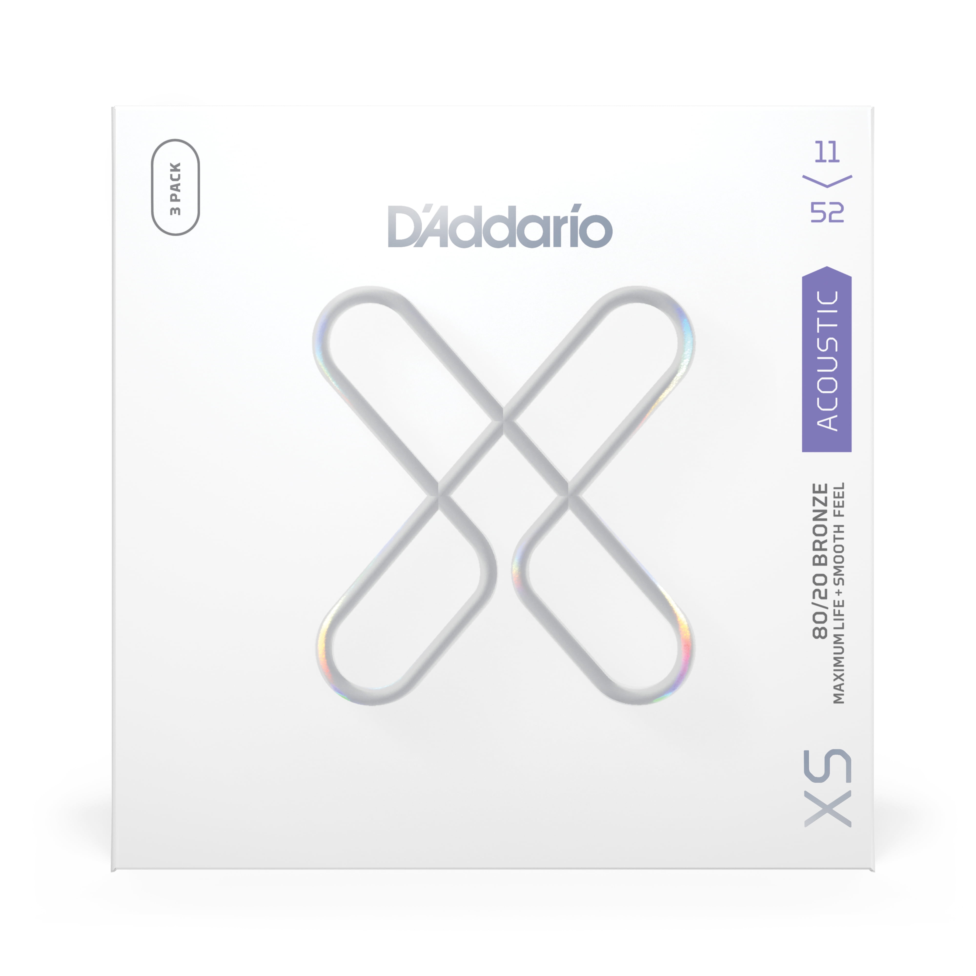 D'Addario XS 80/20 Bronze Coated Acoustic Guitar Strings 3-Pack 11 - 52