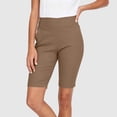 thumbnail image 2 of BVnarty Women’s High-Waist Solid Knee-Length Biker Shorts With Slit Hem And Side Pockets For Golf Games And Daily City Commutes Brown XL, 2 of 6