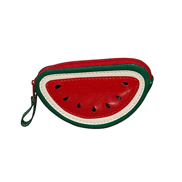 Monedero en forma de SANDÍA, Diseño de Comida, Forma de Fruta, Color Verde con Rojo, Moda Kawaii. Novedoso y Encantador.