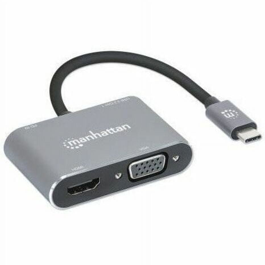 Manhattan USB-C to HDMI & VGA 4-in-1 Docking Converter with Power Delivery