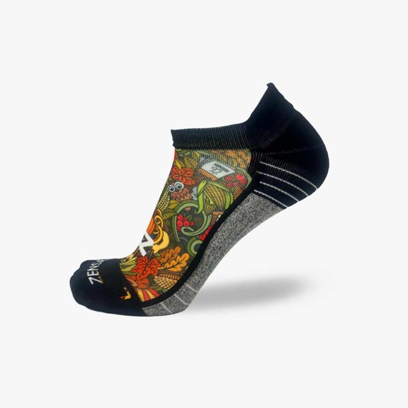 Thanksgiving Doodle Running Socks (No Show)
