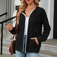 thumbnail image 2 of Ediodpoh Women's Autumn Winter Loose Long Sleeve Hooded Zipper Cardigan for Women Pocket Sweater Black S, 2 of 5