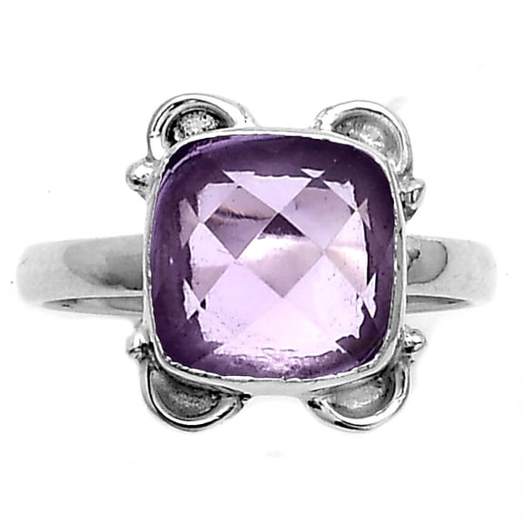 Faceted Rose De France Amethyst 925 Sterling Silver Ring s.7.5 Jewelry R-1103 SDR177052