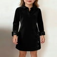 thumbnail image 4 of Cethrio Girls Velvet Dresses, Lapel Collar Long Sleeve Party Casual Midi Dresses Black Size 7-8, 4 of 5