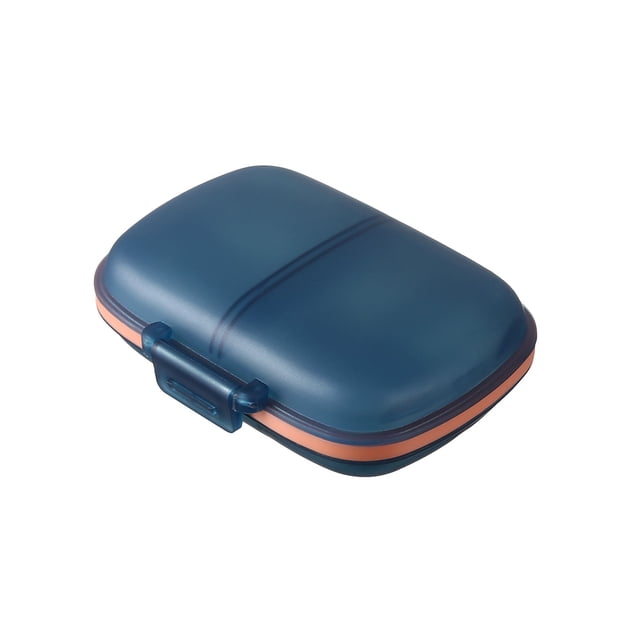 Blue Plastic Pill Organizer Box 7 Grid Blue Moisture Proof Portable Travel Case For Pills Jewelry Small Items