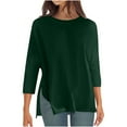 thumbnail image 2 of fheaev Tunique d'Été pour Femmes, Blouse à Manches 3/4, Chemise Décontractée Unie, Col Rond, 2 of 8